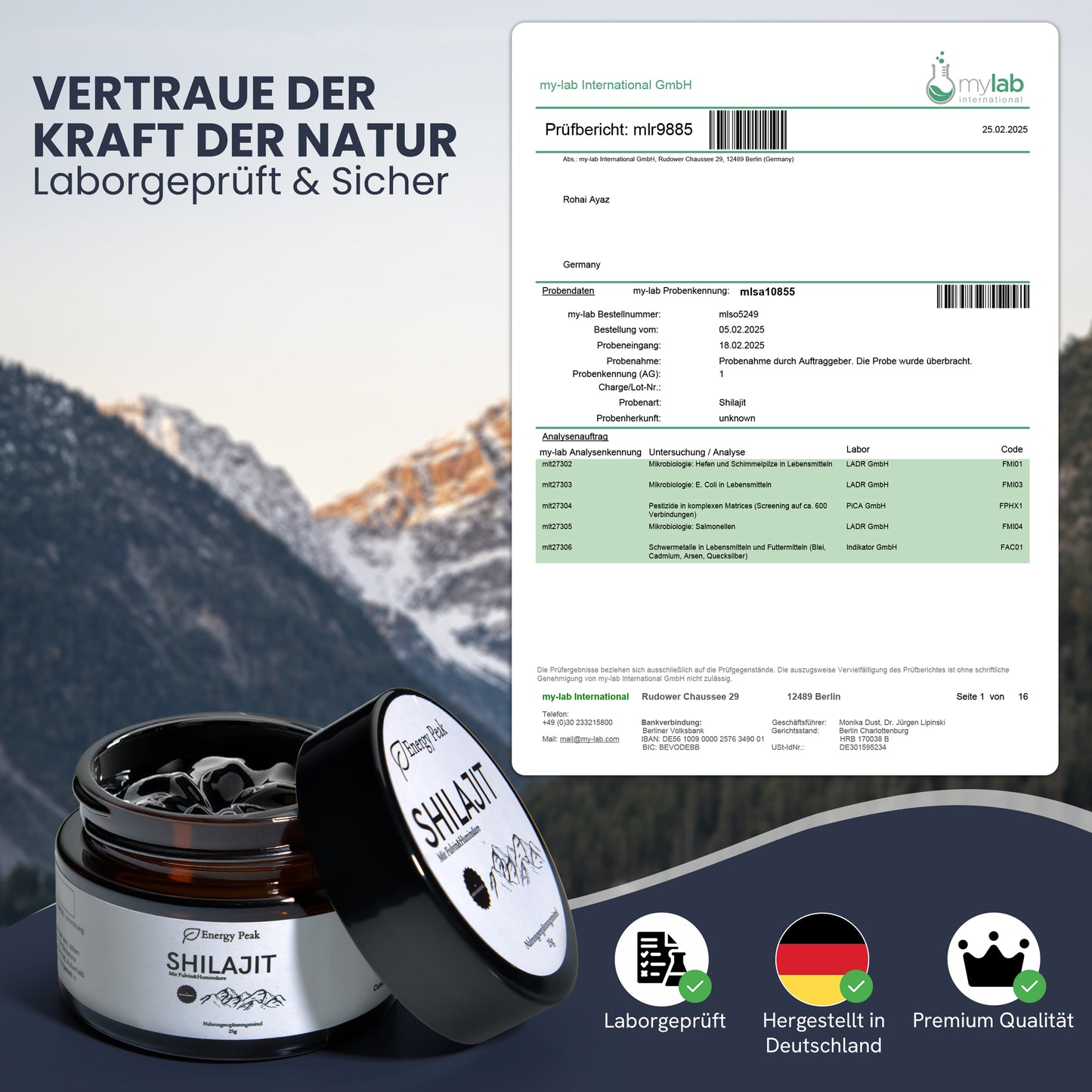 Premium Shilajit Harz – 100 % Reines Himalaya Mumijo – 85+ Mineralien, Fulvin- & Huminsäure – 25 g (50 Portionen) – Laborgeprüft, Vegan