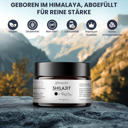Premium Shilajit Harz – 100 % Reines Himalaya Mumijo – 85+ Mineralien, Fulvin- & Huminsäure – 25 g (50 Portionen) – Laborgeprüft, Vegan